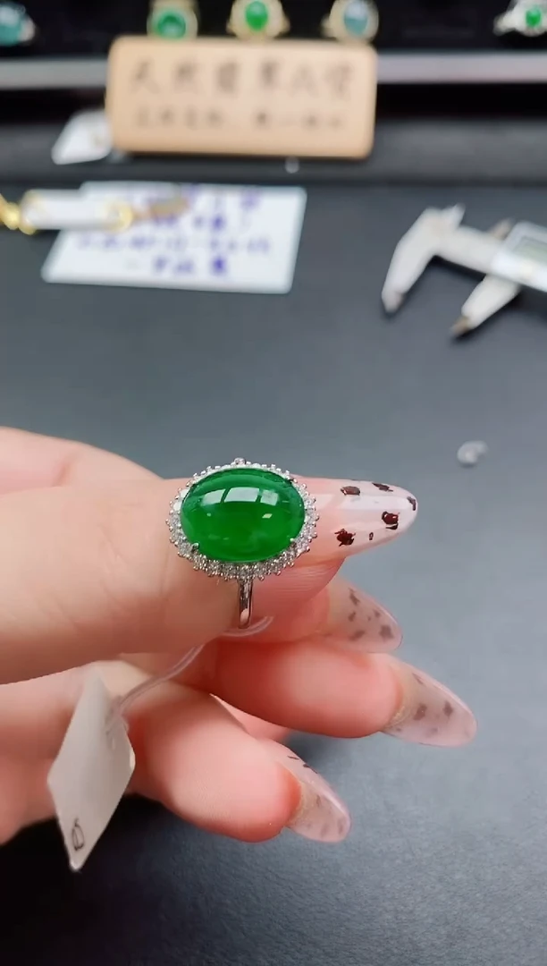 银S925镶嵌戒指翡翠1