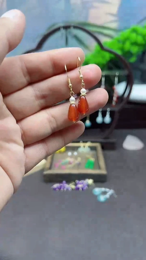 未镶嵌耳钉玛瑙/玉髓203