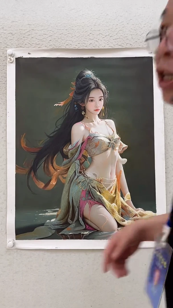 油画油画麻布-约75-100厘米-飞天