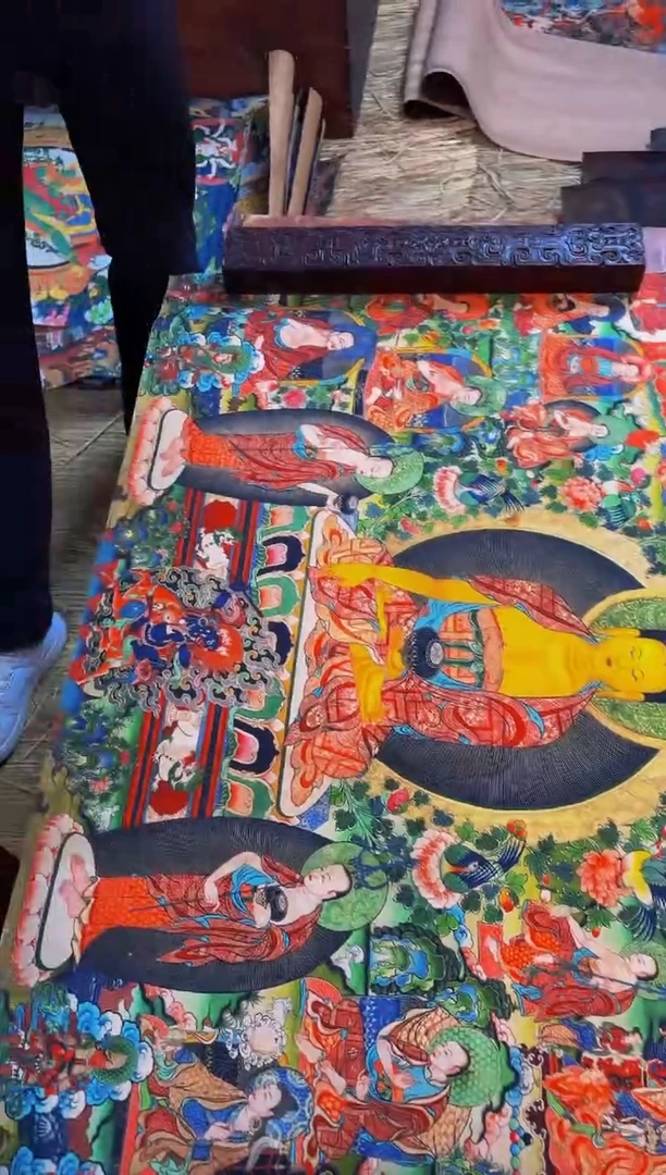 装裱画精品手绘唐卡链接--A046横幅