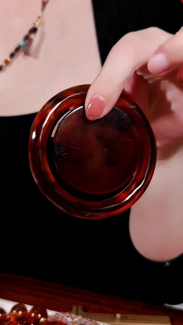 未镶嵌琥珀手镯棕血珀手镯+镯心57-58