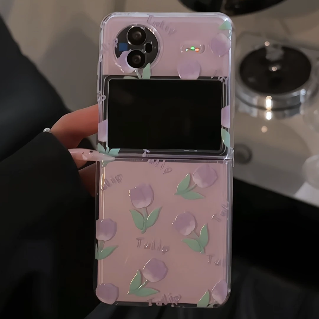 （VIVOXFLIP系列）直边折叠适用VIVOXFLIP手机壳小众紫色郁金香防摔