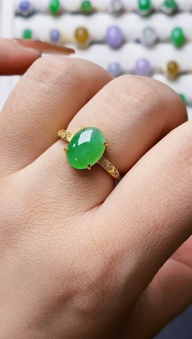 银S925镶嵌戒指翡翠0040