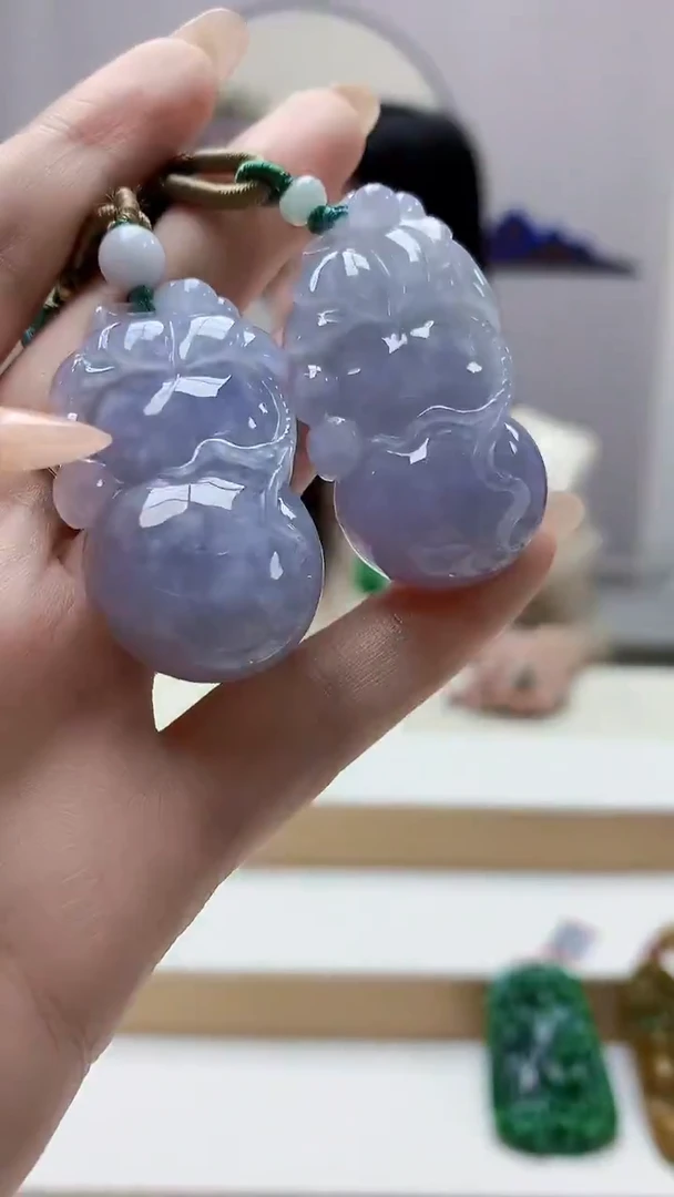 未镶嵌定制翡翠4852DD-毛货挂件一对36