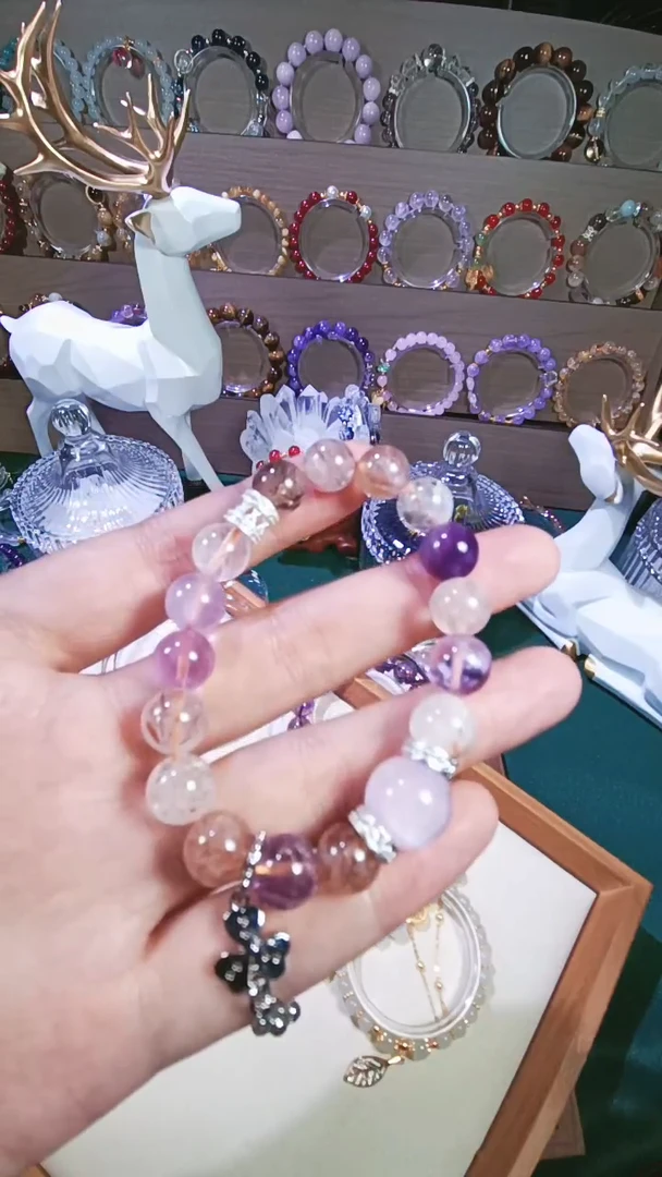 水晶手链银S925镶嵌超七水晶