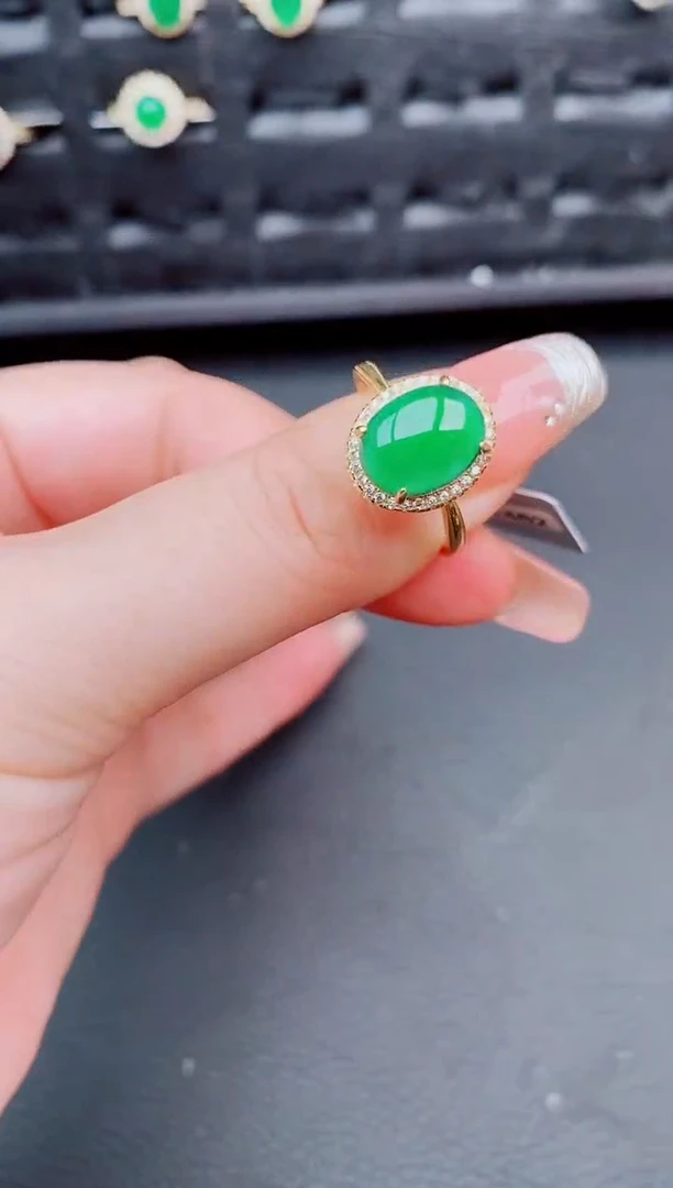 翡翠戒指银S925镶嵌天然a货翡翠78
