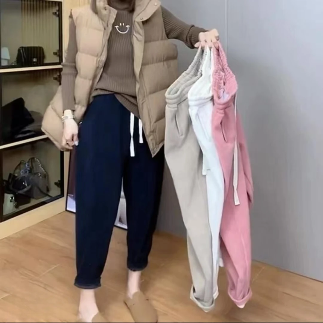 908#抽绳加绒加厚老爹裤休闲裤