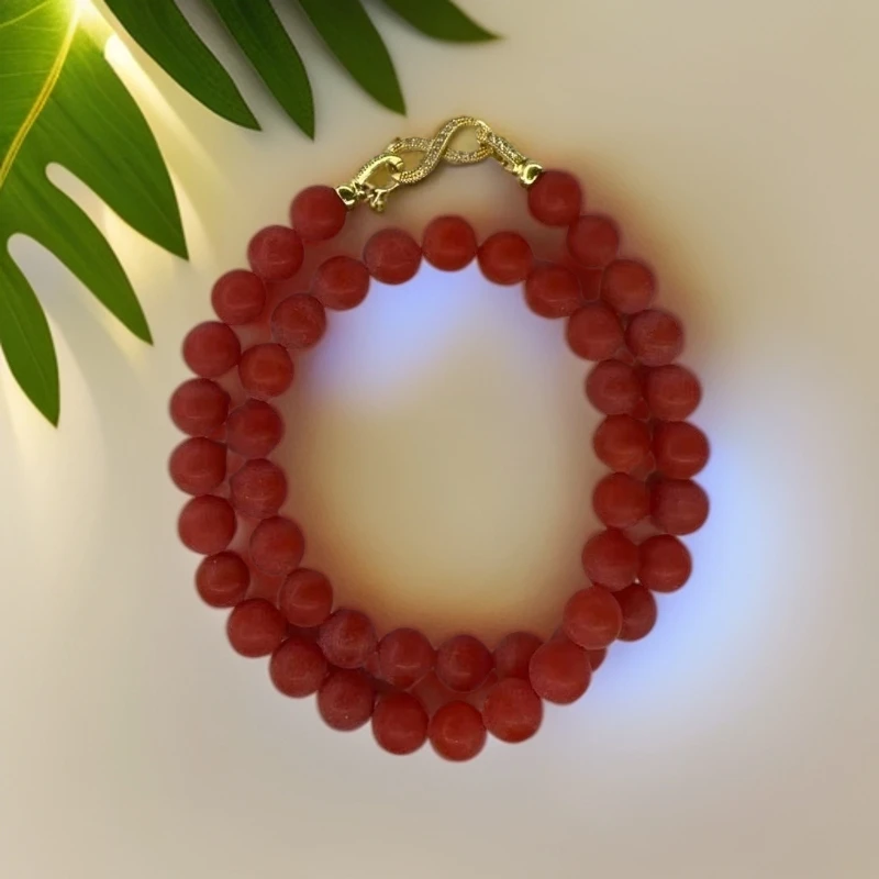 【孟总甄选】天然血疗石高端10mm项链