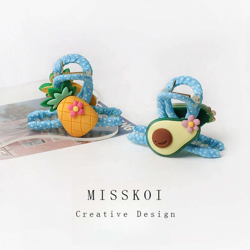 MISSKOI 可爱牛油果抓夹水果小清新学生后脑勺发夹盘发发夹发饰