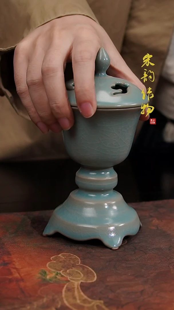摆件用****6微瑕清凉寺原矿釉听琴炉