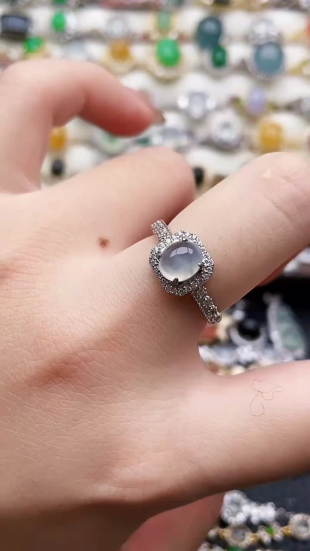 银S925镶嵌戒指翡翠8