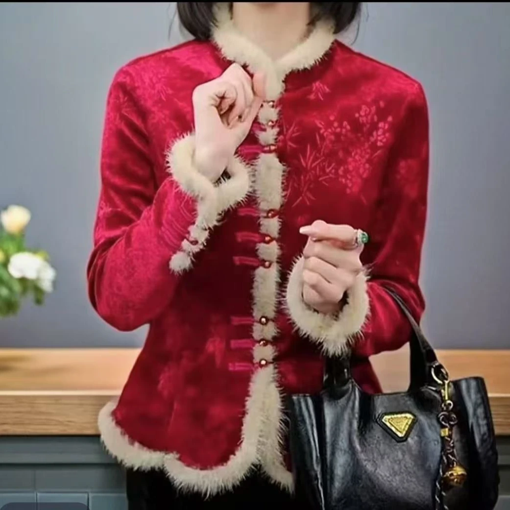 2025年春秋新中式打底衫网红时尚女士复古加绒【中国风小衫】民族风