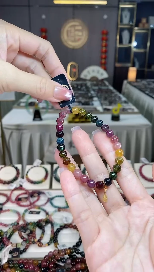 未镶嵌老矿碧玺彩虹单圈手串6mm+碧玺hon多样性发一条