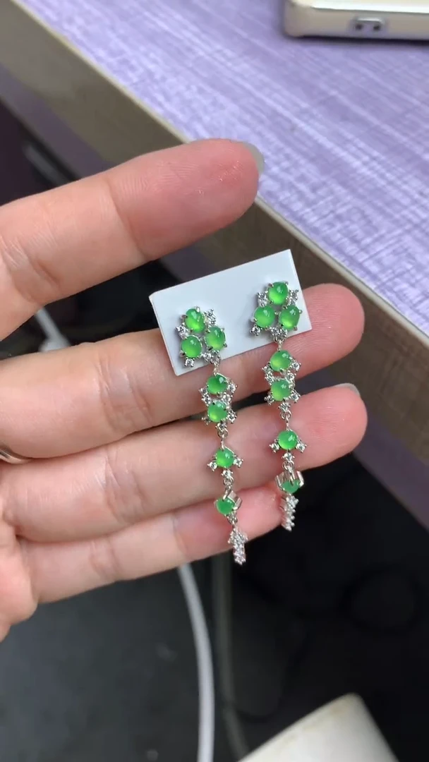 颈饰银S925镶嵌翡翠净货