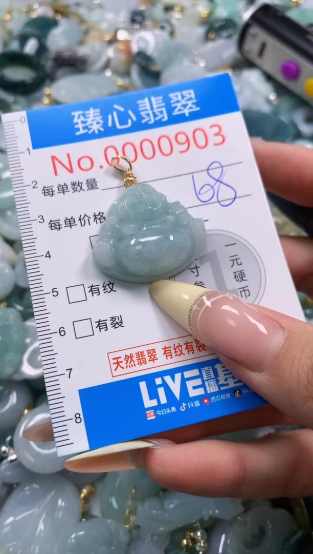 翡翠未镶嵌颈饰含绳000903