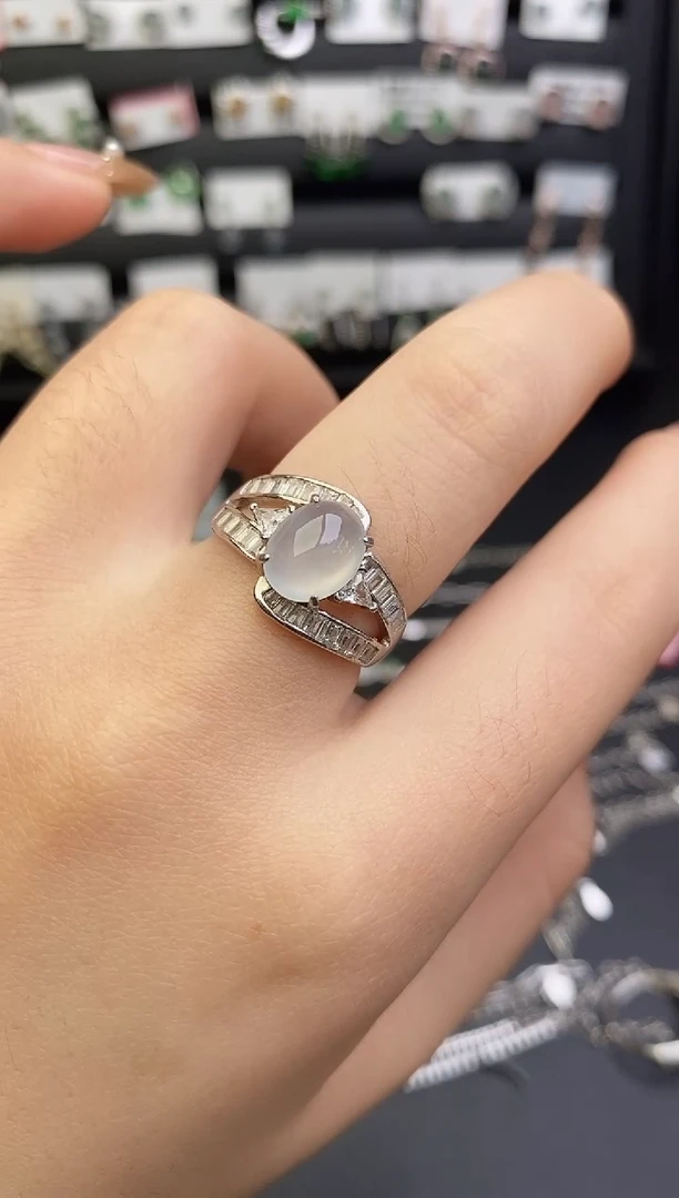 银S925镶嵌戒指翡翠0