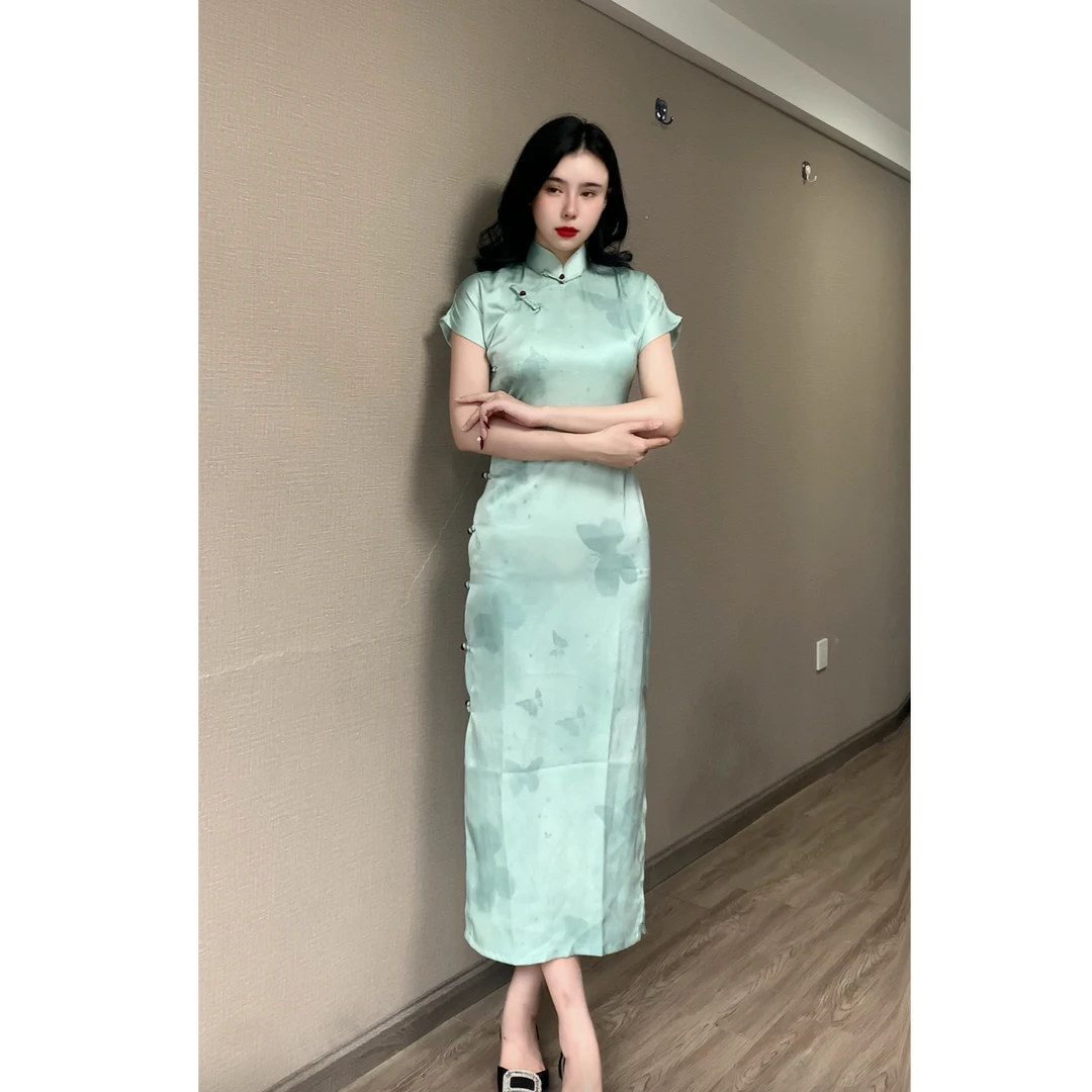 【星月桥】绫曦夏季新款新中式全开襟优雅气质日常少女复古旗袍裙