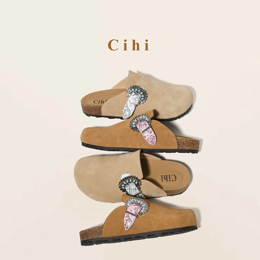 Cihi’cashew ‘  包头搭扣 度假风懒人一脚蹬勃肯鞋