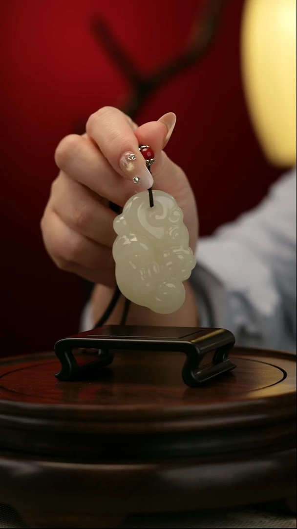 玉【灵芝如意】天然玉石手把件