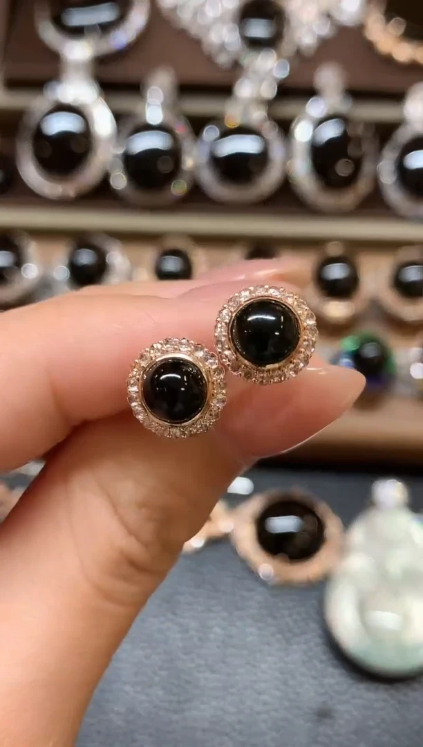 18K金镶嵌翡翠耳饰a16  多样性一件发