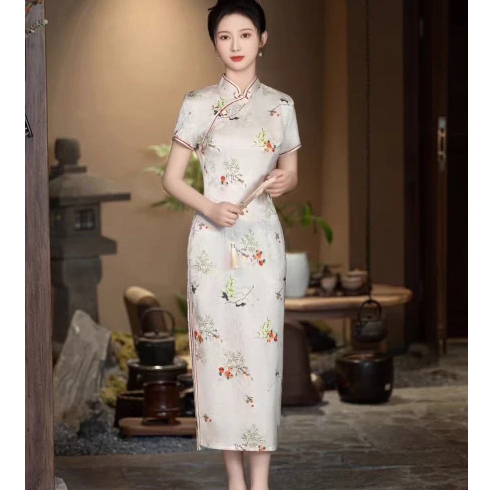 【好柿临门】上上喜双层修身时尚优雅长款旗袍