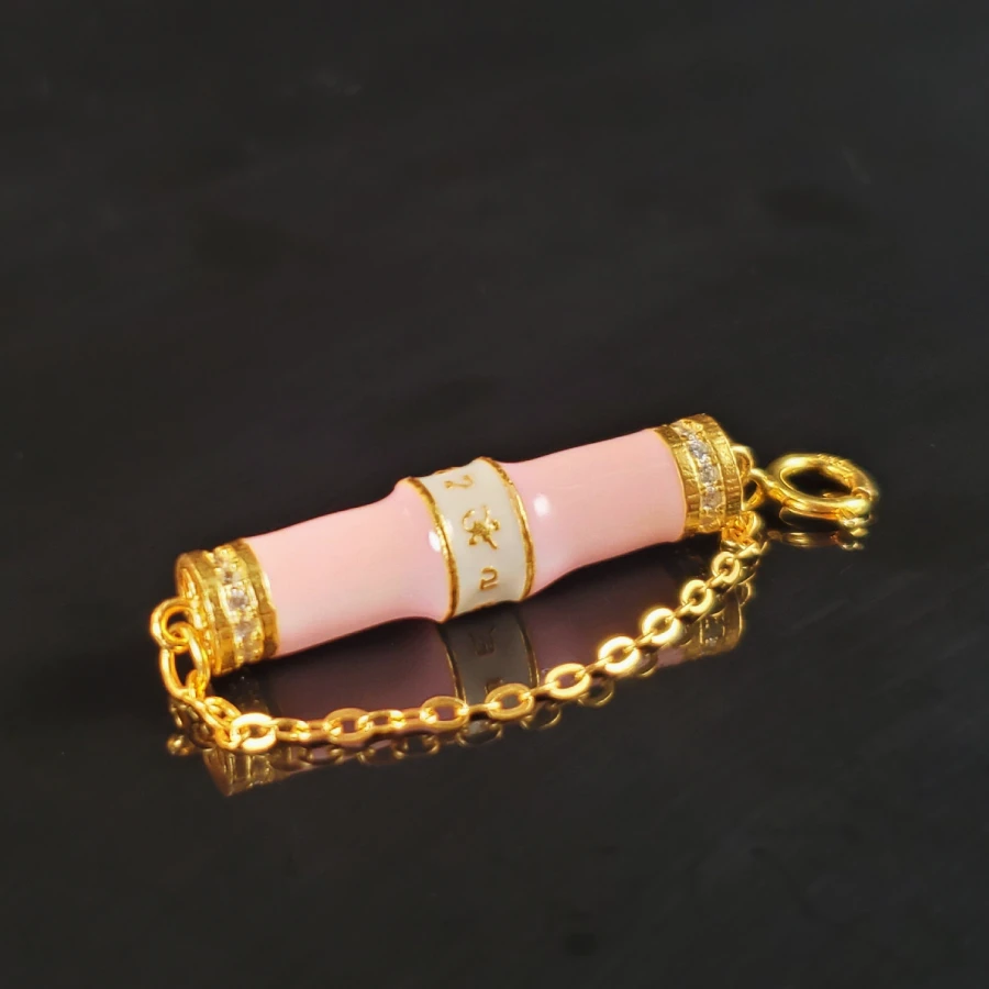 吊坠925银 烧蓝六字真言粉管吊坠 S5046