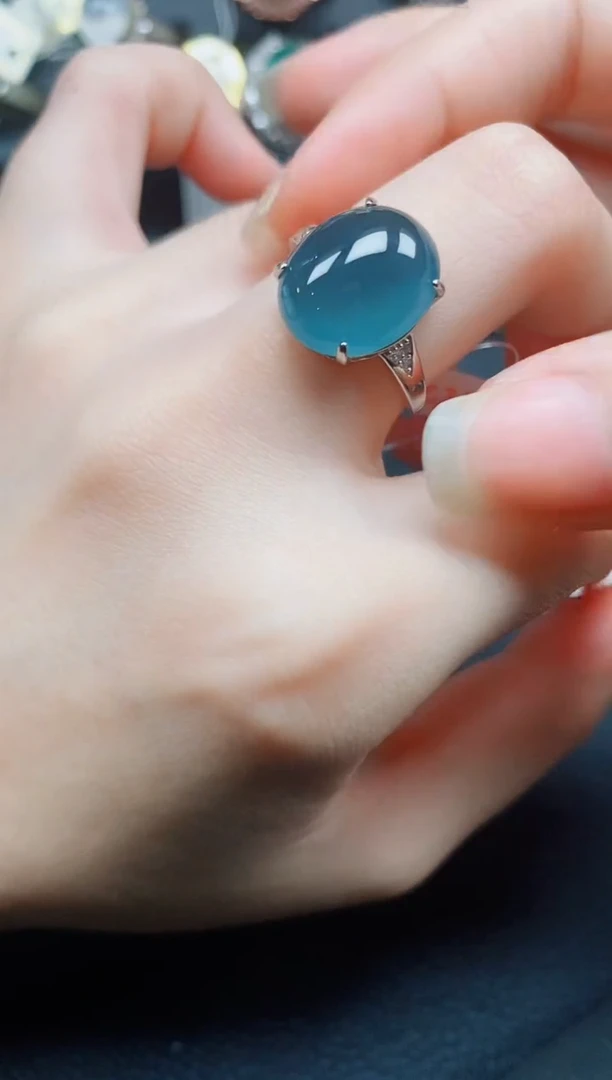 银S925镶嵌戒指翡翠翡翠