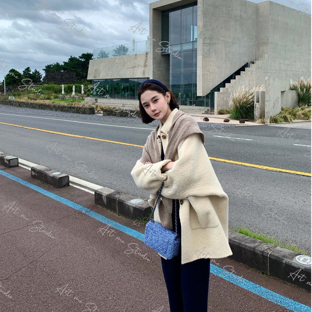 【ART ME】黄油苏力定染零压软糯翻领扣细节感治愈色系大衣w24430a