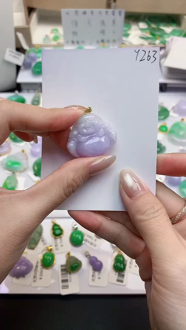 颈饰18K金镶嵌翡翠天然缅甸A货翡翠