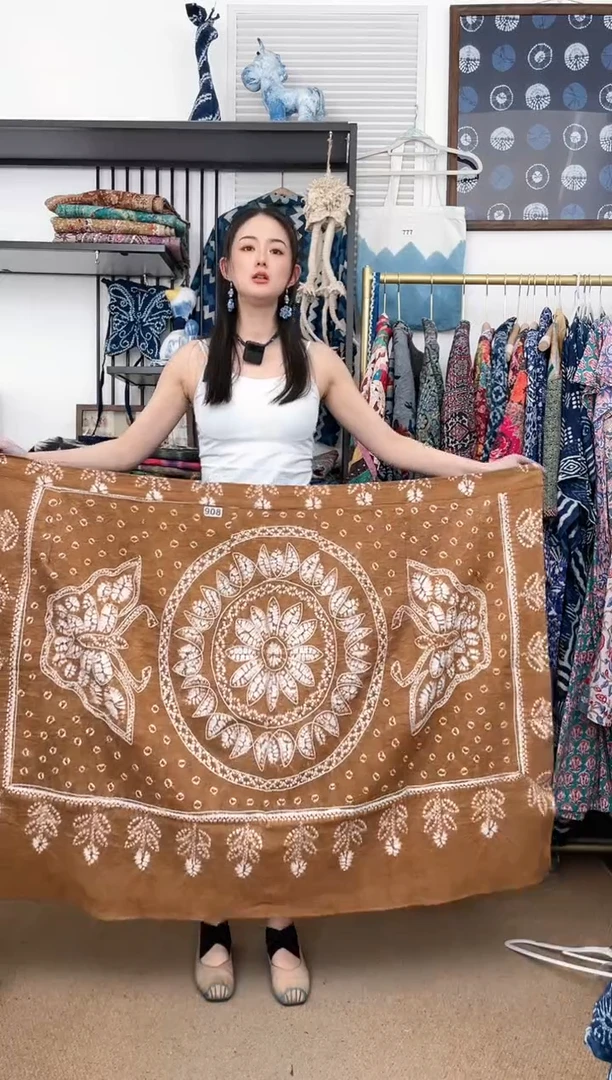 【闪购商品】棕色两只蝴蝶白族非遗手工扎染裹裙90cm