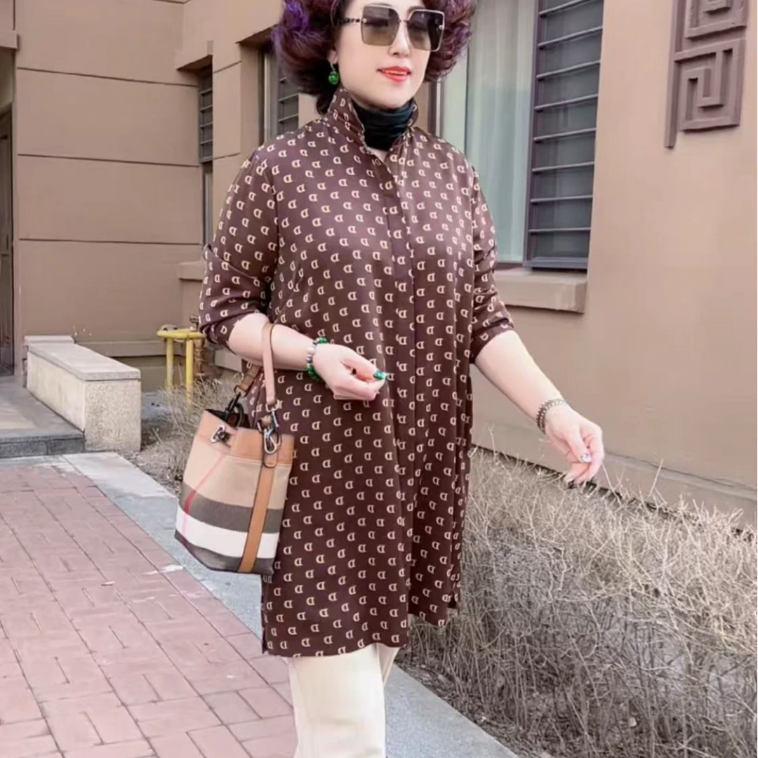 【敏敏家】高端女装新款春季妈妈时尚上衣气质宽松显瘦衬衫