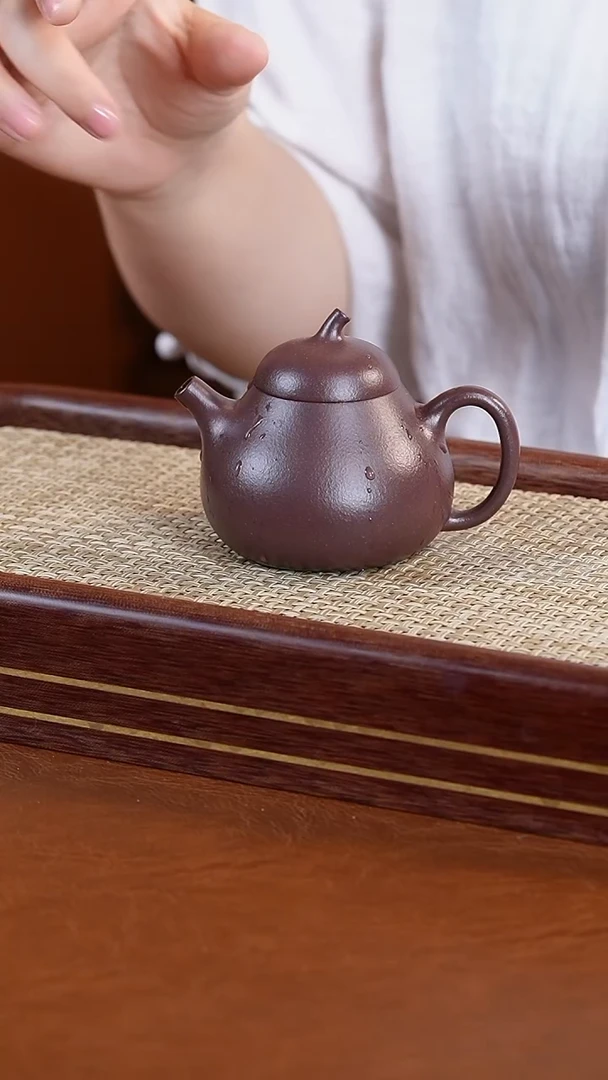 茶壶紫砂冯美婷紫泥茄瓜壶130cc