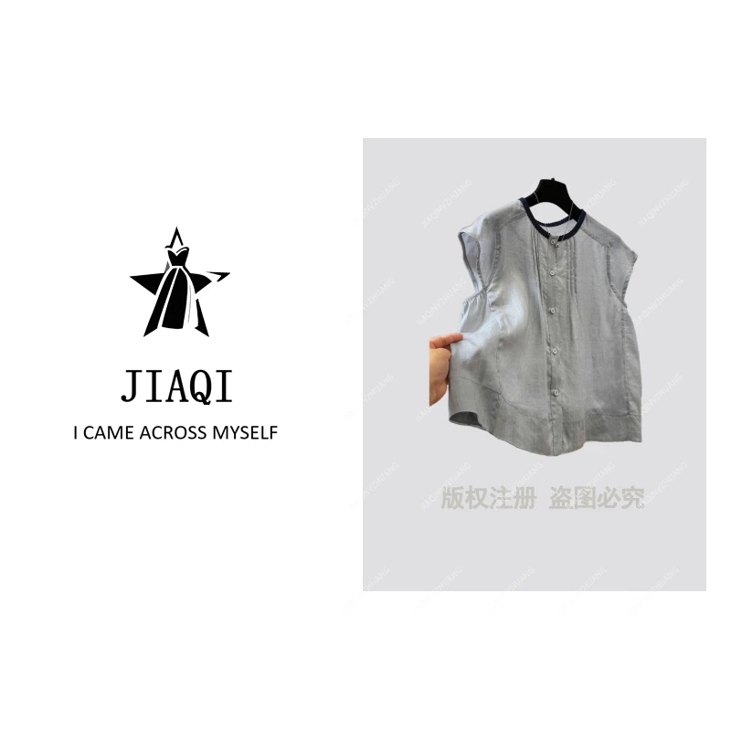 【佳琪高奢】无袖衬衫女夏法式气质小衫超好看时尚外穿马甲背心上衣