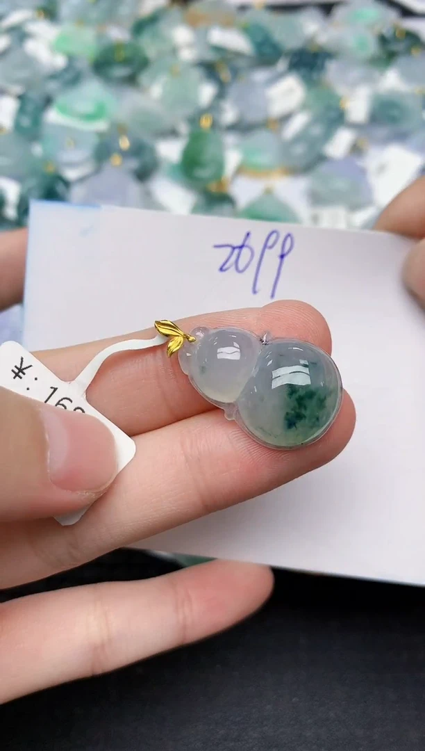 颈饰18K金镶嵌翡翠天然缅甸A货翡翠百元以上9元证书费自理