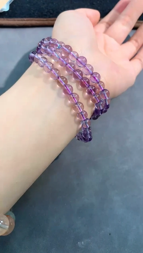 【闪购商品】水晶手链未镶嵌53号玻利维亚紫水三圈6mm