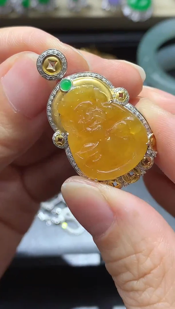 颈饰18K金镶嵌翡翠631-中国好珍宝