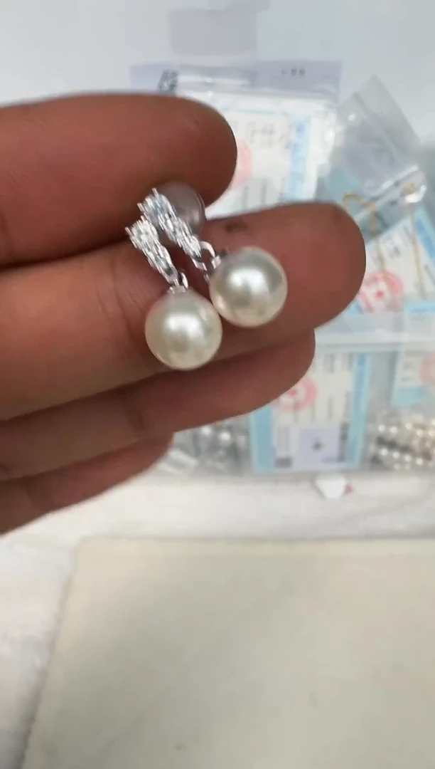 银S925镶嵌耳饰海水珍珠耳钉