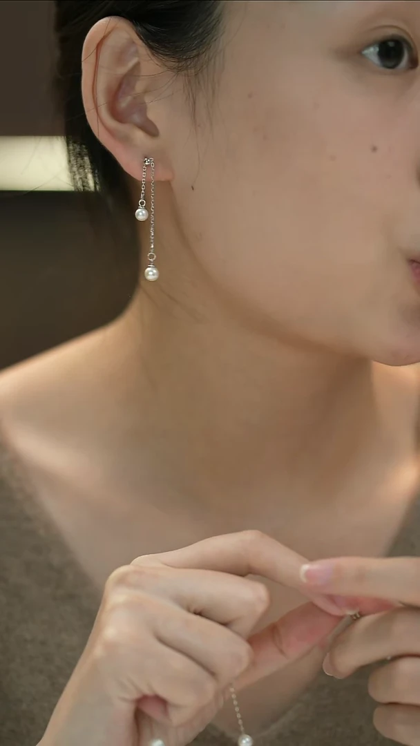 银S925镶嵌耳饰淡水珍珠新号kui米上