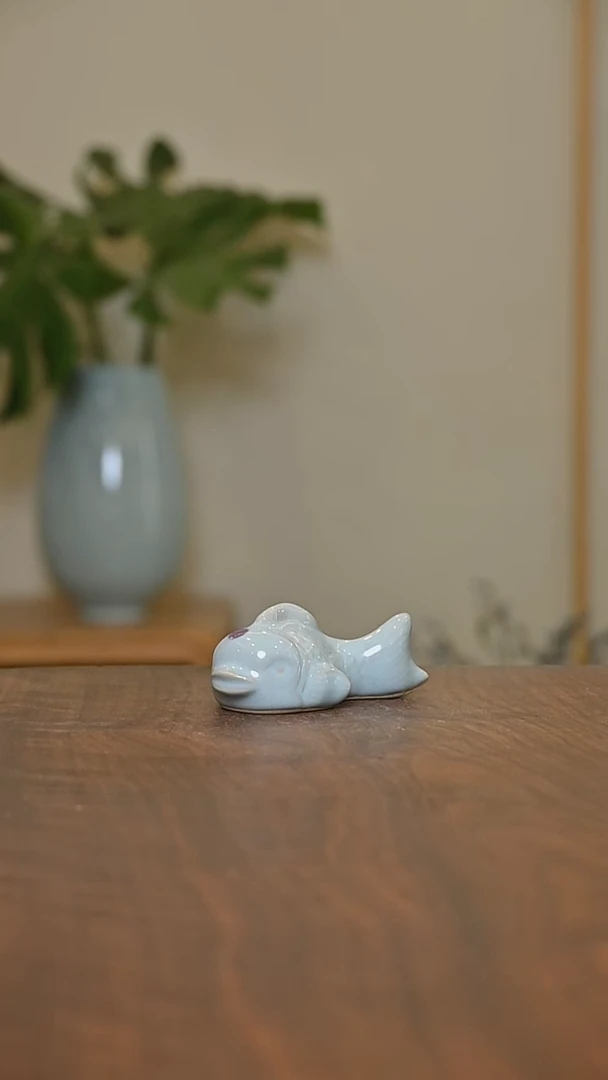 红点小锦鲤 天青 微瑕 朱家款