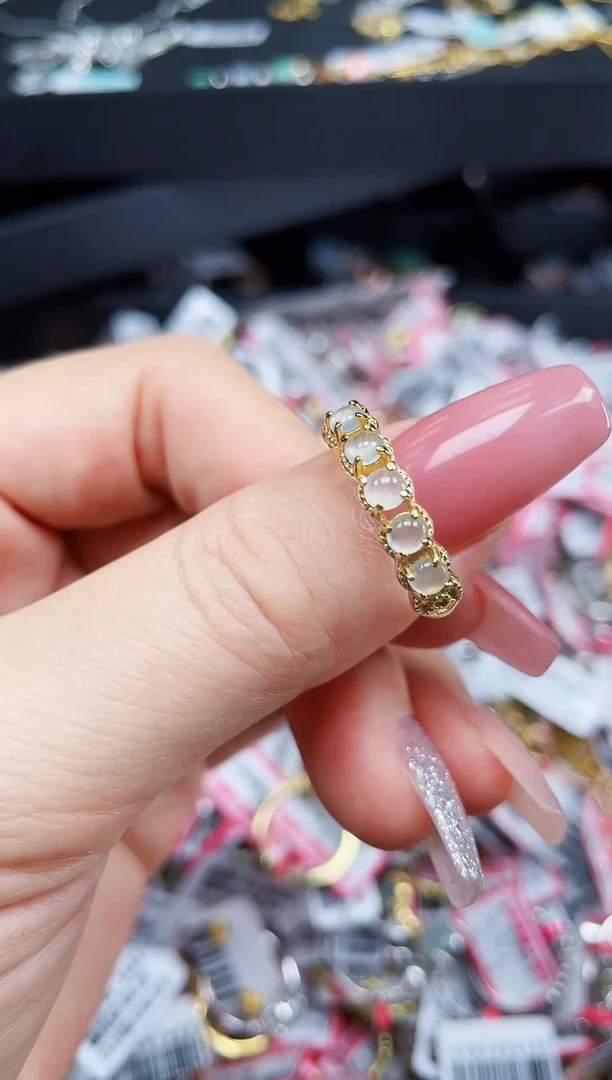 银S925镶嵌戒指翡翠天然缅甸A货翡翠