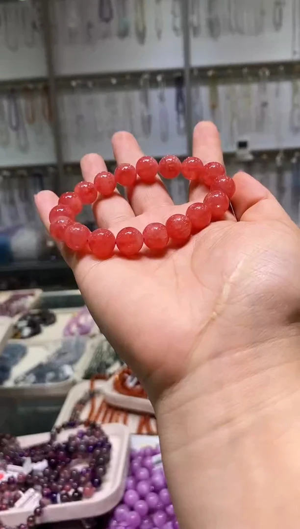 未镶嵌菱锰矿（红纹石）手串多样性发其一11+