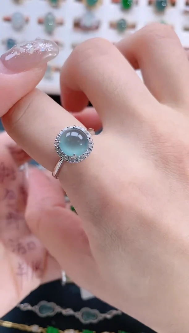 银S925镶嵌戒指翡翠天然翡翠