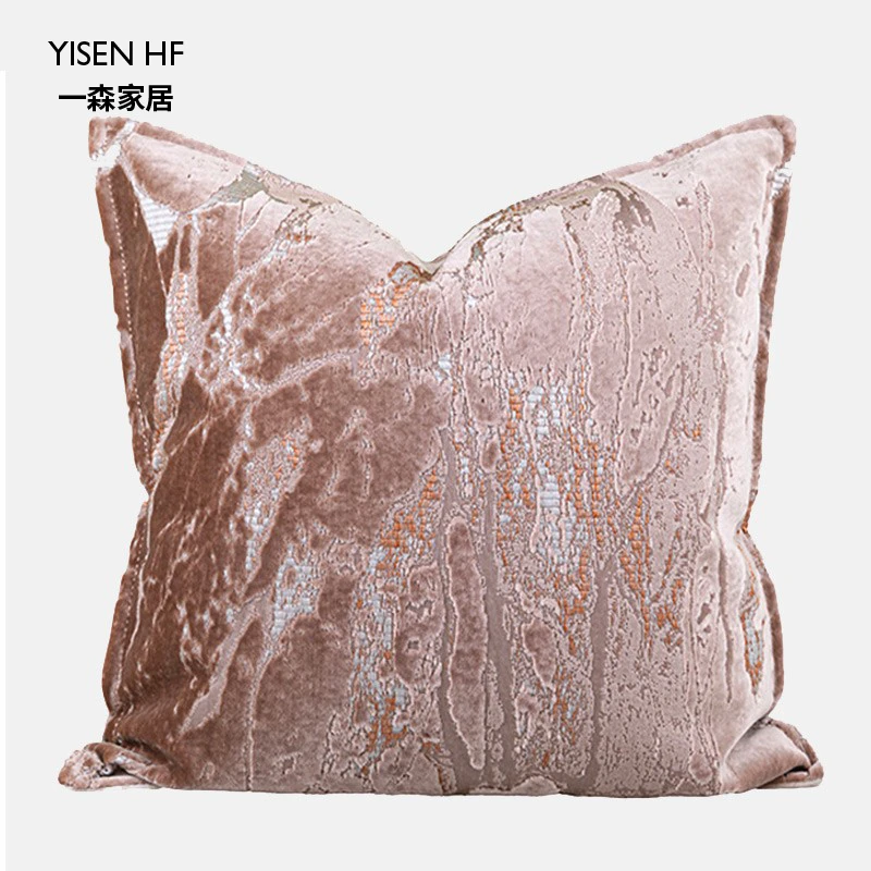 『山河』粉色法式轻奢风沙发抱枕高级感样板间软装靠包售楼处靠枕