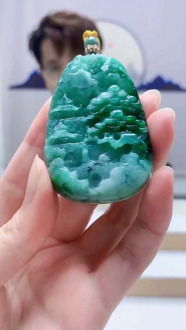 未镶嵌定制翡翠5159zm-毛货挂件66山水