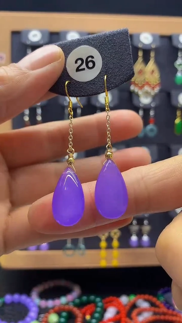 【闪购商品】玛瑙/玉髓耳坠银S925镀金镶嵌耳饰