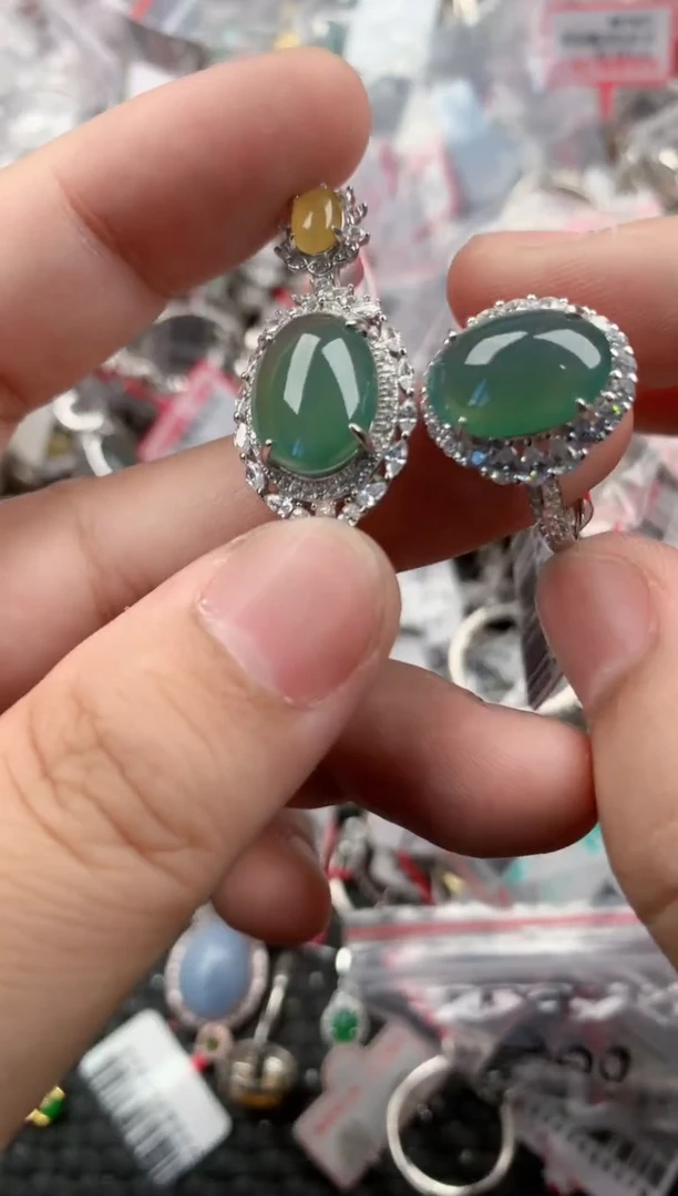 银S925镶嵌戒指翡翠444   9