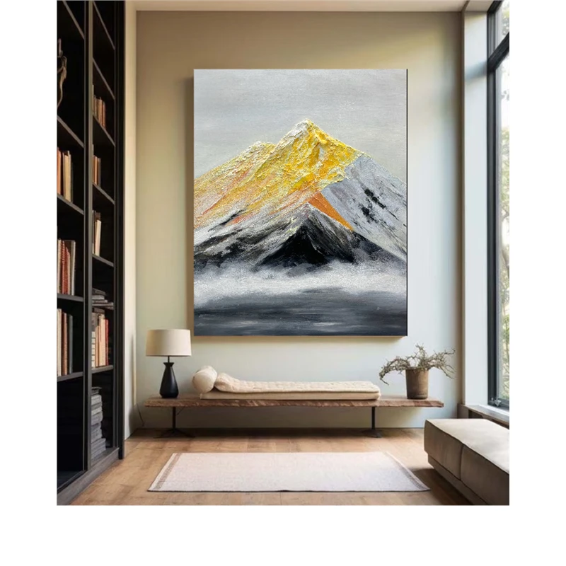 现代奶油风原木意式风金山简约客厅沙发背景墙及入户玄关装饰画