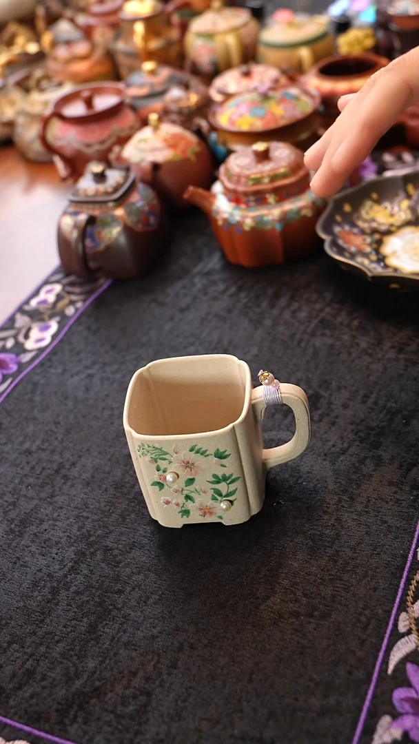 茶壶紫砂白玉段珍珠杯