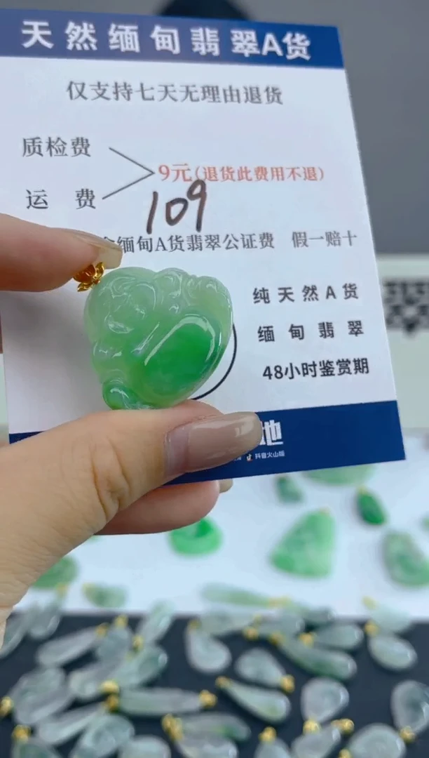 颈饰18K金镶嵌翡翠天然A货翡翠