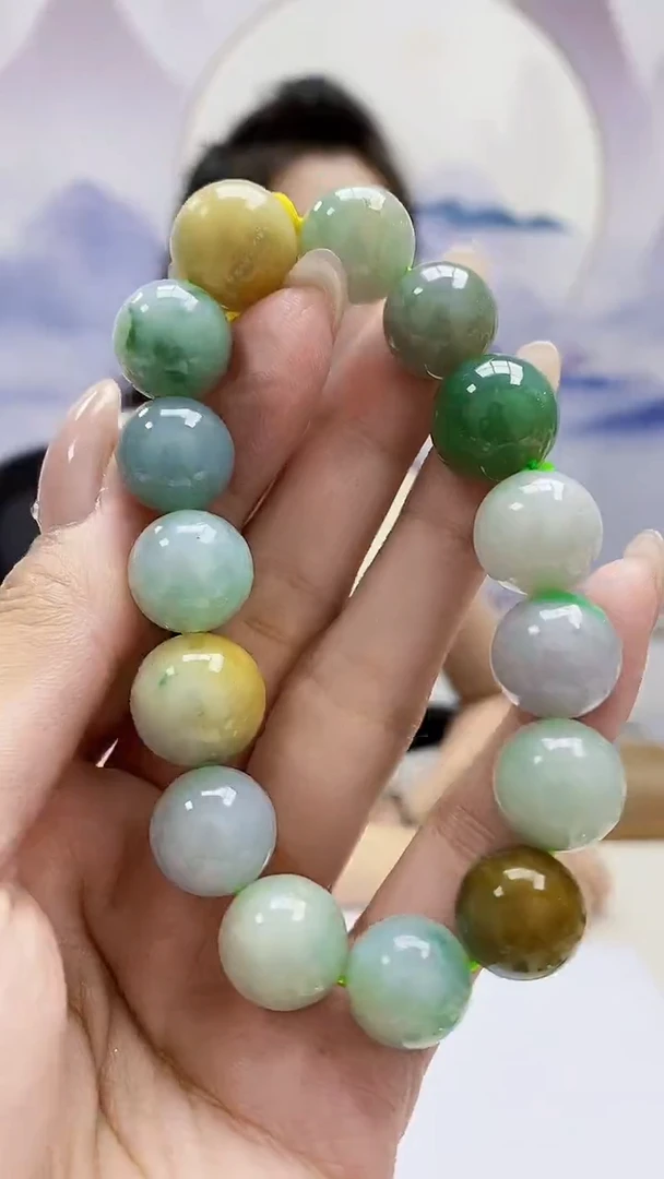 定制翡翠未镶嵌4989MM-毛货手串134